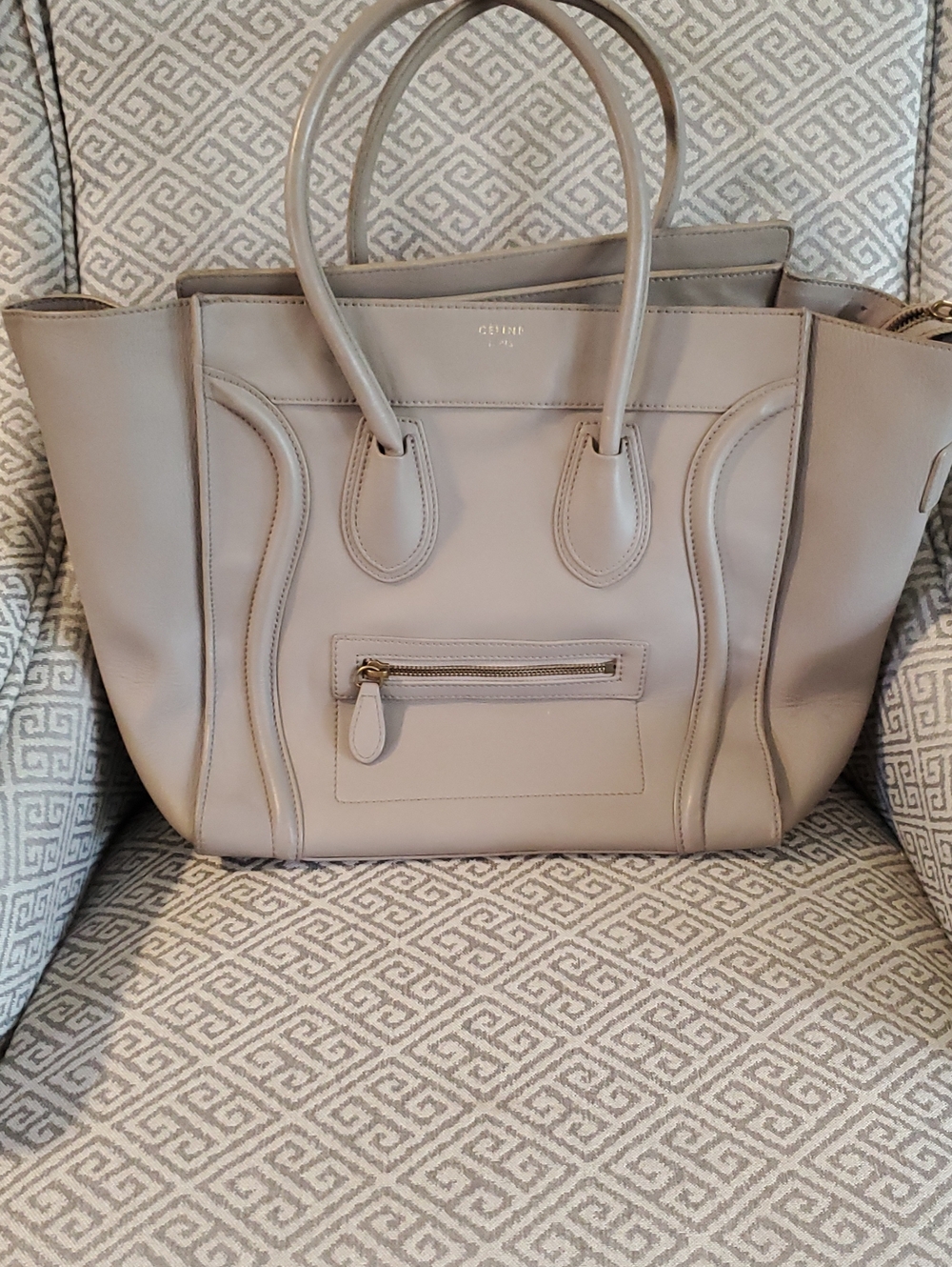 Celine Taupe Leather Tote Bag
